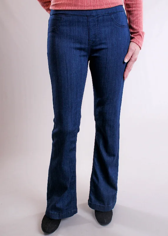 High-quality straight jeans with reinforced stitching -Cello Mid Rise Flare Jegging in Dark Denim