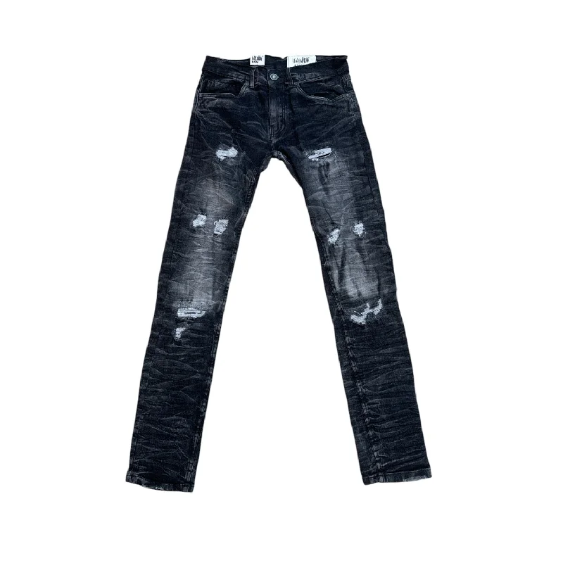 Low Waisted Jeans for Casual -Evolution Ripped Slim Fit Jean (Black)