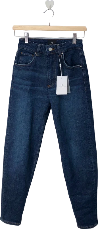 Bright straight jeans for bold color pops -Anine Bing Dark Blue High-Waisted Jeans  Size UK 6