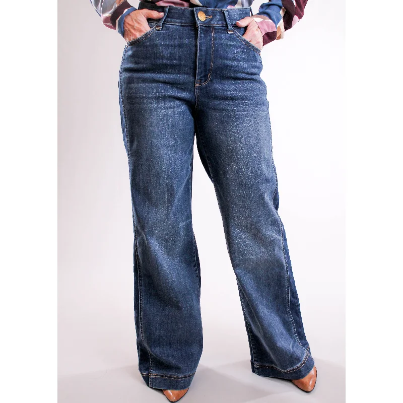 Stylish straight jeans for urban city looks -Democracy Wide Leg Jeans with Double Side Seam