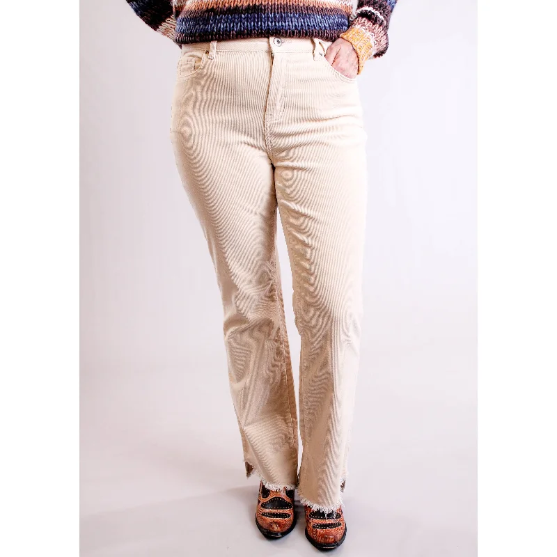 Casual drawstring pants for effortless home relaxation -Charlie B Corduroy Asymmetrical Bootcut Pant