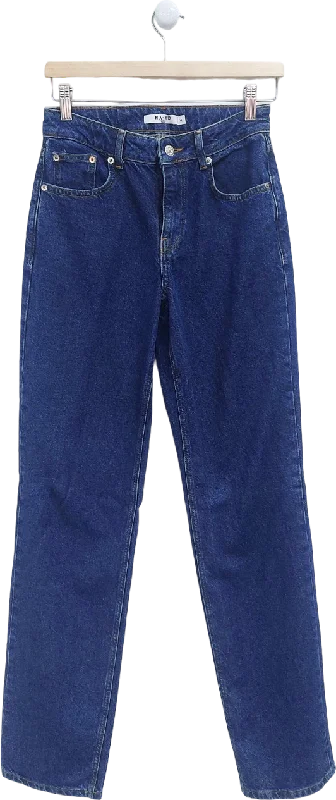 Lightweight straight jeans for warm weather ease -NA-KD Blue High Waist Fold Up Jeans UK 6