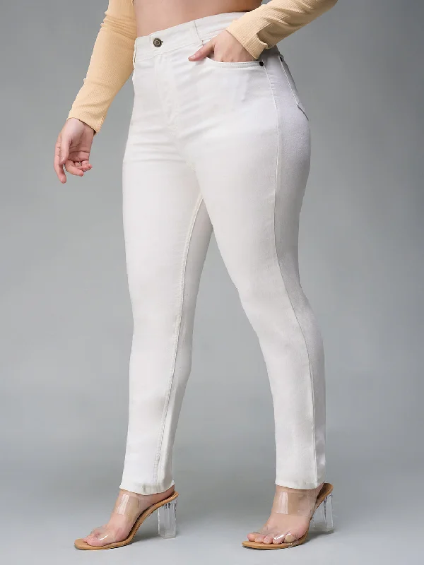 Hunting Jeans for Woods -Women's White Skinny High Rise Stretchable Denim Jeans