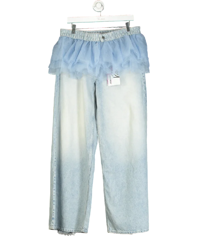 High-rise straight jeans for retro silhouette charm -Cheap Monday Blue Poser Jeans With Detachable Tutu Belt W29