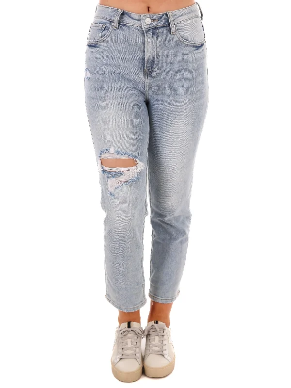 Casual straight jeans for effortless errand runs -You Send Me High Waist Straight Jeans