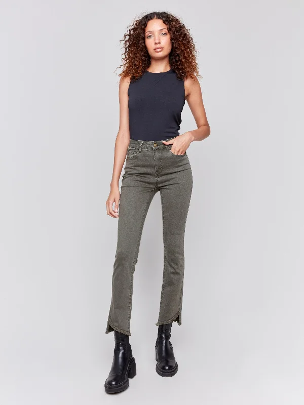 Tailored slim pants for polished business looks -Bootcut Twill Pants with Asymmetrical Hem - Spruce