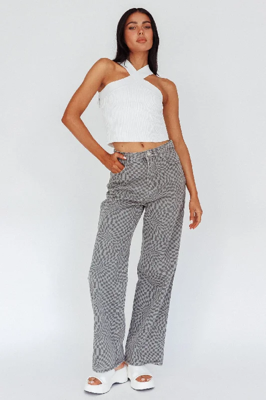 Cozy sweatpants pants for lazy Sunday mornings -Renegade Printed Denim Pants Charcoal