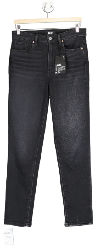 Black straight jeans for minimalist chic dressing -Paige Black Lotus Gemma Jeans UK W29