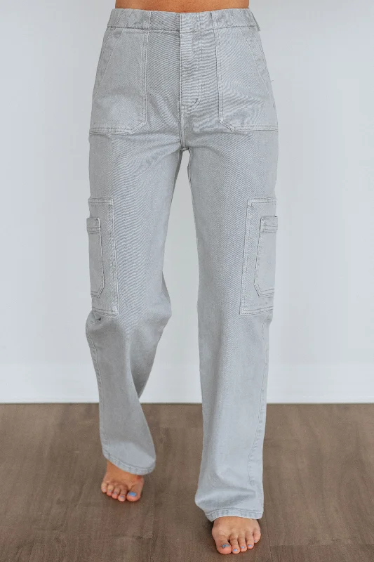 Affordable denim pants for everyday rugged use -Aubrey KanCan Jeans - Grey