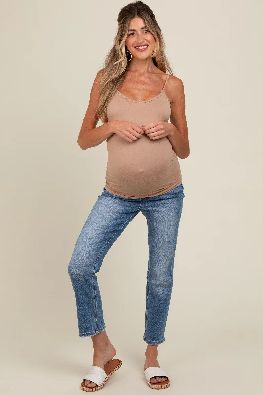 Wrap Skirt Jeans for Versatile -Blue Slim Straight Maternity Ankle Crop Jeans