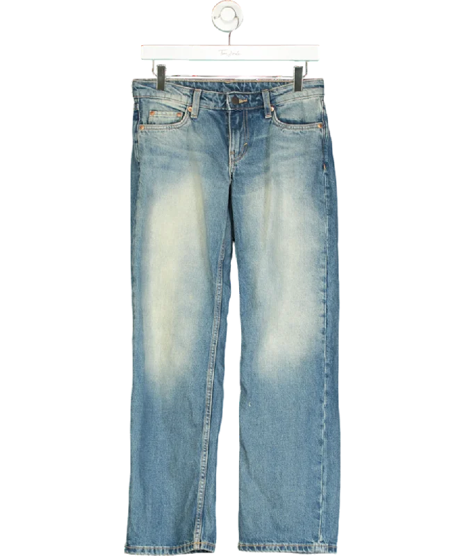 High-waisted faded straight jeans for chic lift -Weekday Low Waist Regular Fit Straight Leg Jeans In Streaky Blue Wash W25