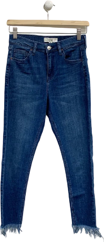 Trendy straight jeans for young fashion enthusiasts -Topshop Blue Moto Jeans W26 L30