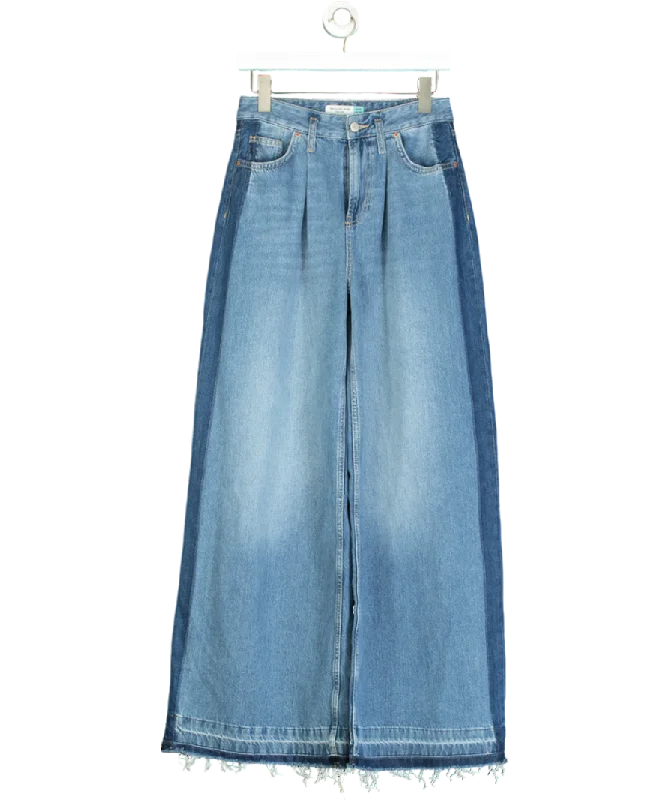 Trendy high-waisted straight jeans for women’s wear -Next Blue Side Stripe Palazzo Wide Leg Jeans UK 6