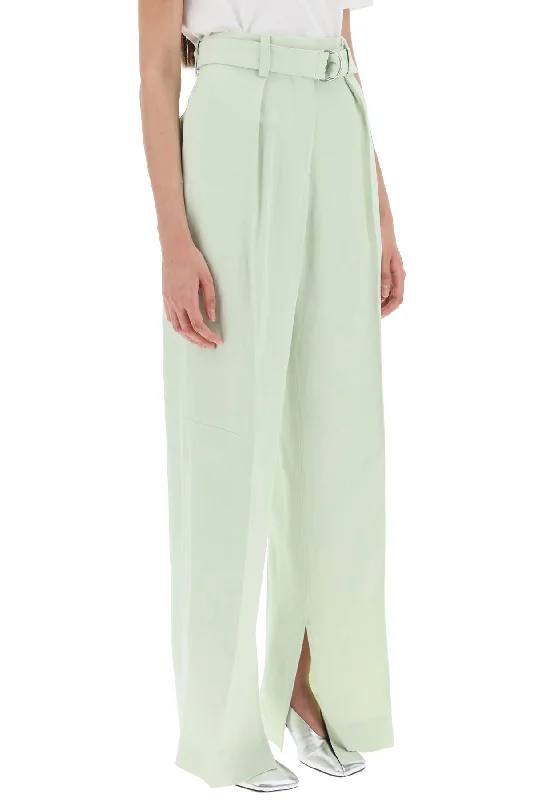 Slim-fit dress pants for sharp evening events -Jil sander belted linen blend trousers