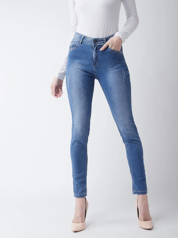 Affordable Jeans for Budget -Women's Blue Skinny Fit High Rise Regular Length Denim Stretchable Jeans