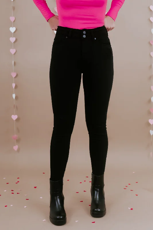 Valentine's Day Jeans for Romantic -Drake Double Button Denim - Black KANCAN