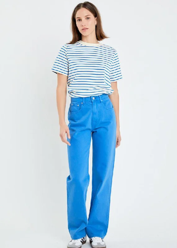 Tailored straight jeans for smart casual events -Gillian Wide Leg Jean- Ocean Blue ***FINAL SALE***