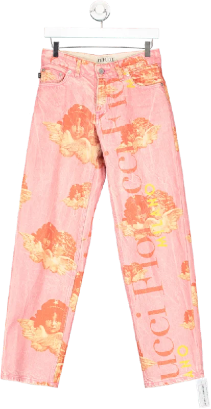 Durable straight jeans for rugged outdoor activities -FIORUCCI Pink Angel Organic Denim Jeans Uk 8-10 UK 8