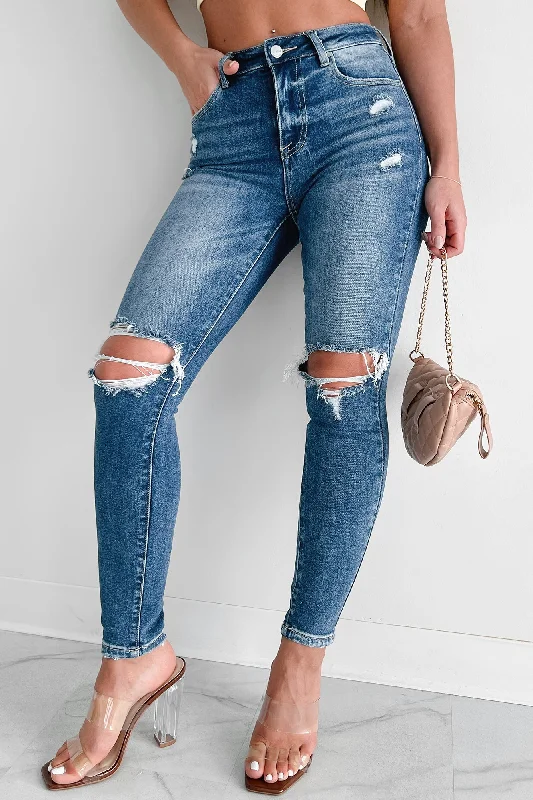 Shorts Jeans for Hot Days -Calico High Rise Distressed Risen Skinny Jeans (Medium)