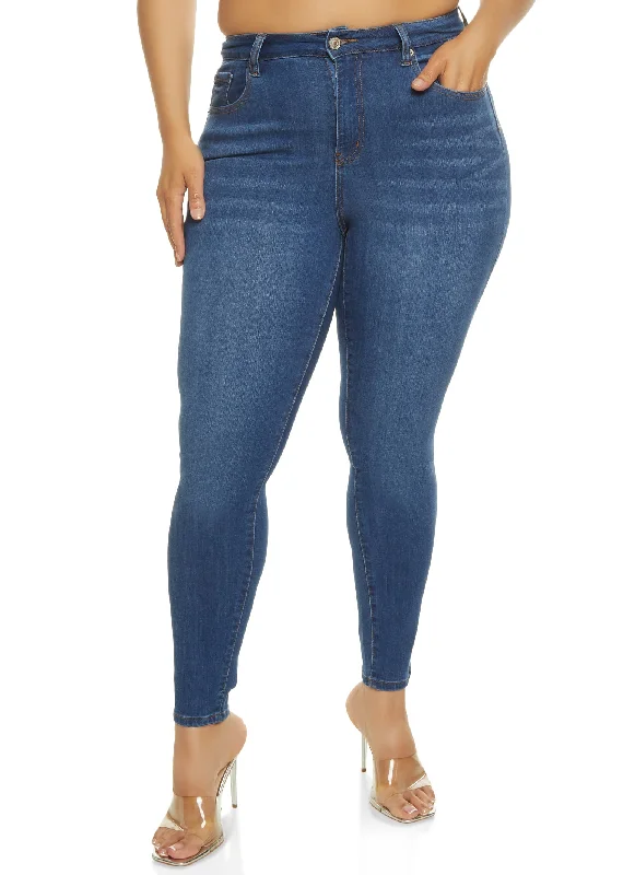 Wedding Jeans for Casual -Plus Size WAX Basic High Rise Skinny Jeans