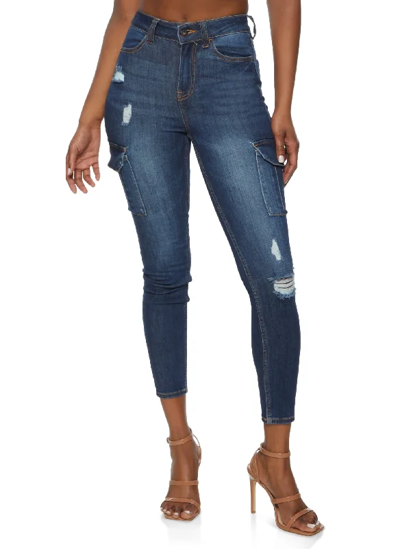 A-line Skirt Jeans for Grace -WAX Cargo Pocket Skinny Jeans