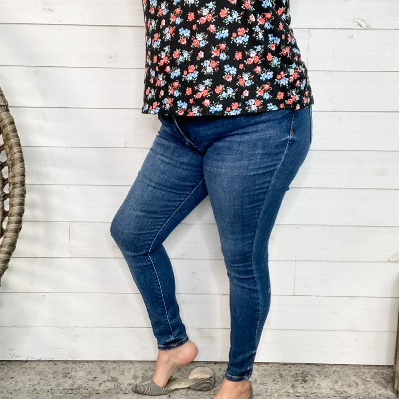 Bold straight jeans with unique hem details -Judy Blue "Everyday Wear" Skinny Jeans