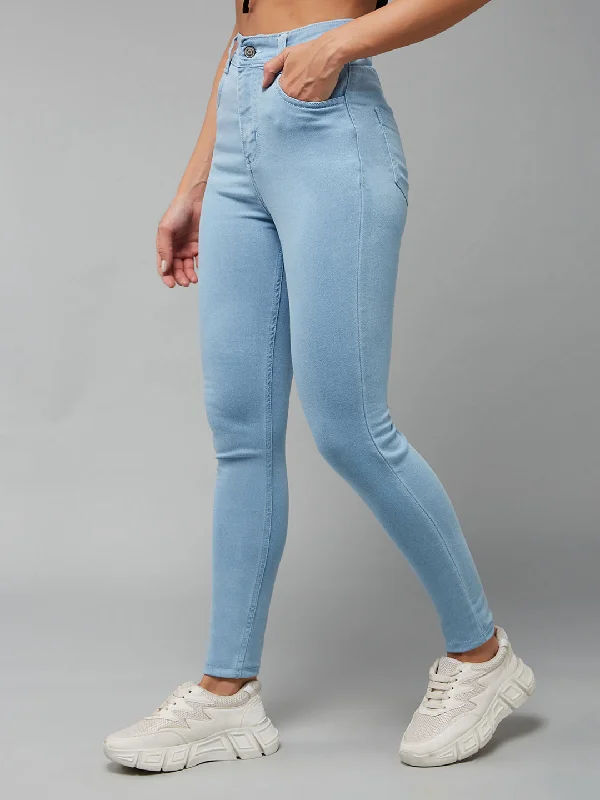 Hiking Jeans for Trail -CHASEstretch™ Women's Light Blue Skinny High Rise Ice Wash Denim Jeans