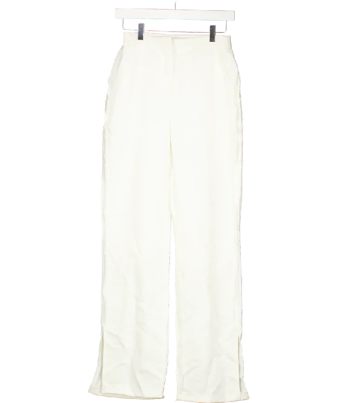 Classic straight jeans with subtle whisker details -NA - KD White Seam Detail Slit Pants UK 8