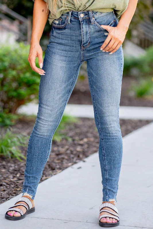 Dark Wash Jeans for Elegance -Day Dreamer High Rise Tummy Control Skinny Regular & Plus Sizes