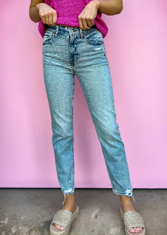 Soft blue straight jeans for everyday softness -Daze Denim: Straight Up High Rise, High Key