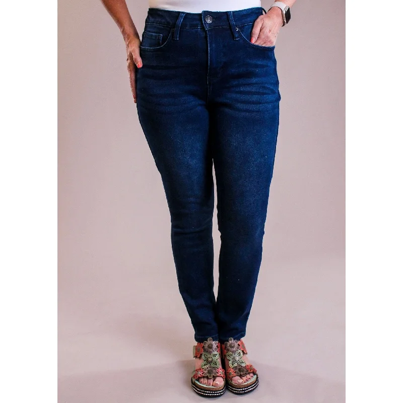 Tailored straight jeans for smart casual events -Royalty For Me Vintage Stretch High Rise Skinny Jean