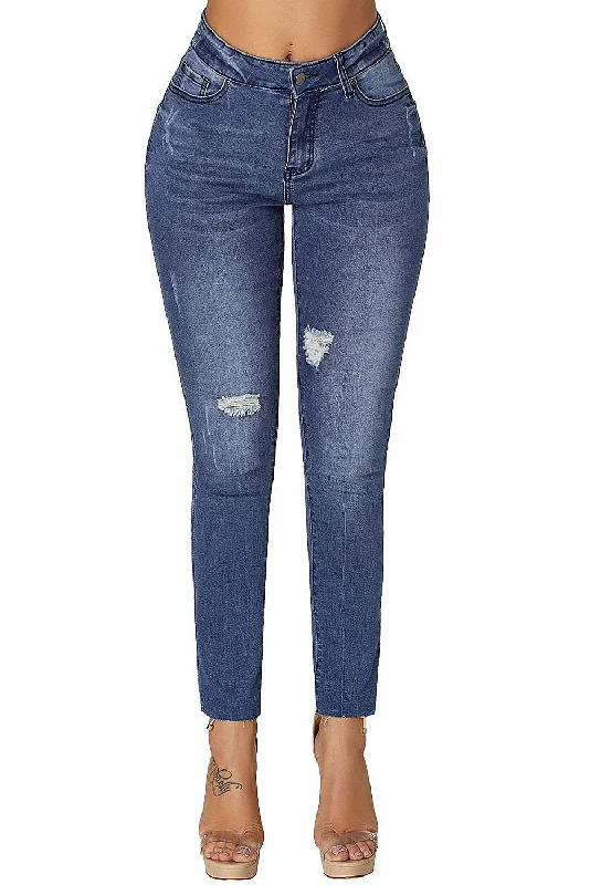 Hiking Jeans for Trail -High Rise Ripped Stretchy Skinny Ankle Jeans