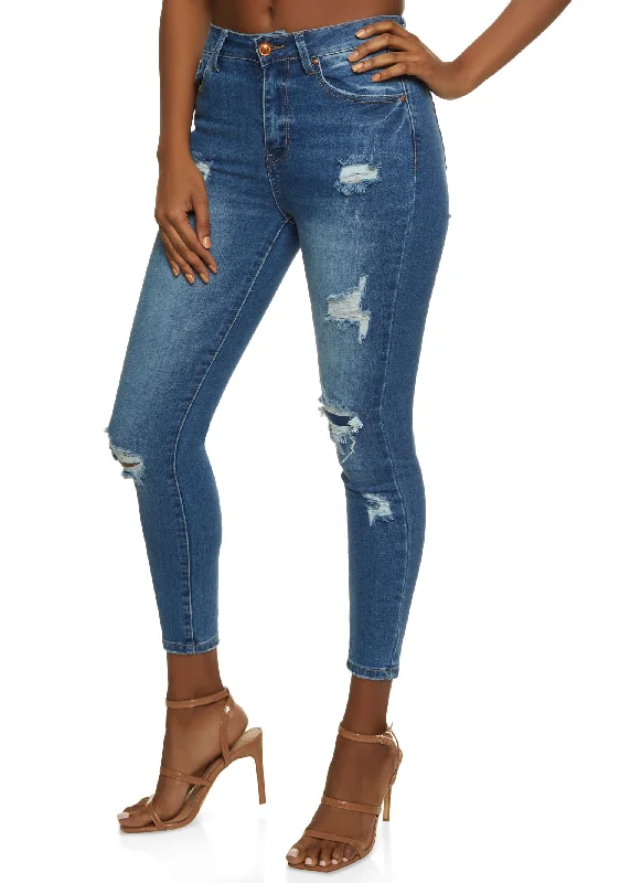 Stretch Jeans for Flexibility -WAX Distressed High Waisted Jeans