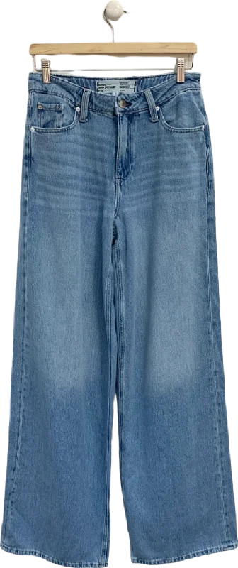 Designer straight jeans with signature logo details -River Island Blue Wide Leg Jeans UK 10