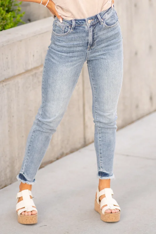 Cropped Jeans for Summer Look -Sharon High Rise Frayed Hem Skinny Jeans Regular & Plus Sizes