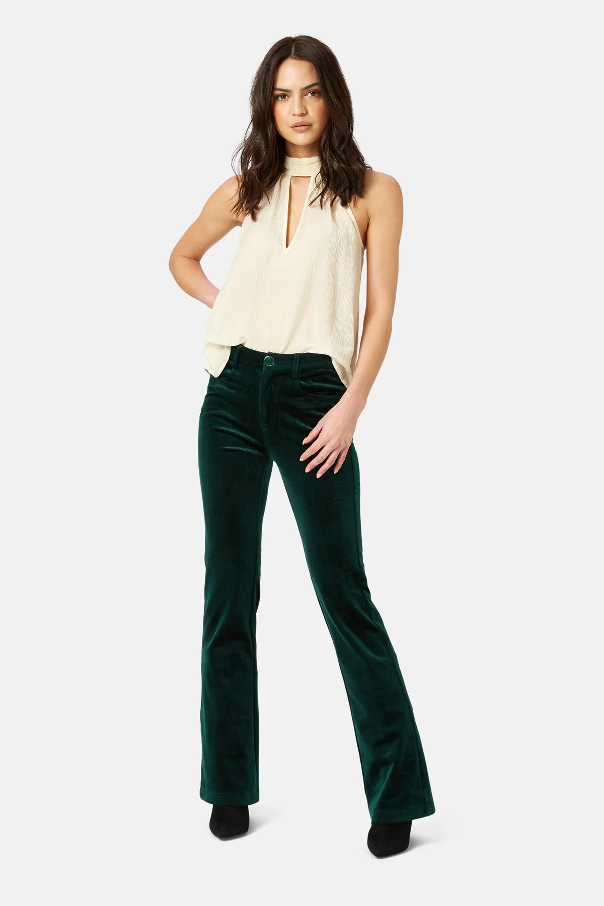 Breathable cotton pants for all-day summer ease -BRATTER FLARE TROUSERS (GREEN)