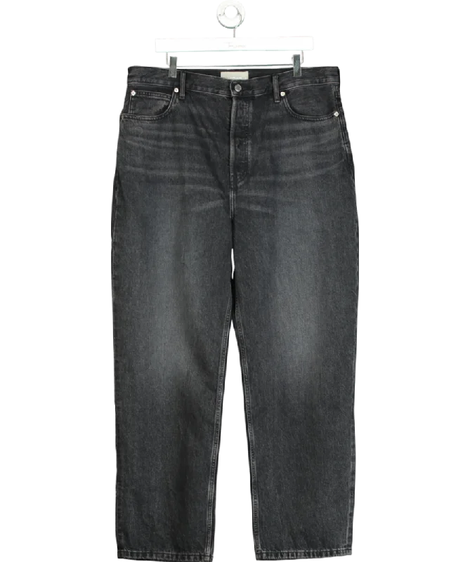 Durable straight jeans for rugged outdoor activities -EVERLANE Black Wide-leg Washed Look Jeans W33