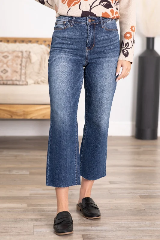 High-rise straight jeans for retro silhouette charm -Judy Blue Back Pocket Embroidery Crop Jeans