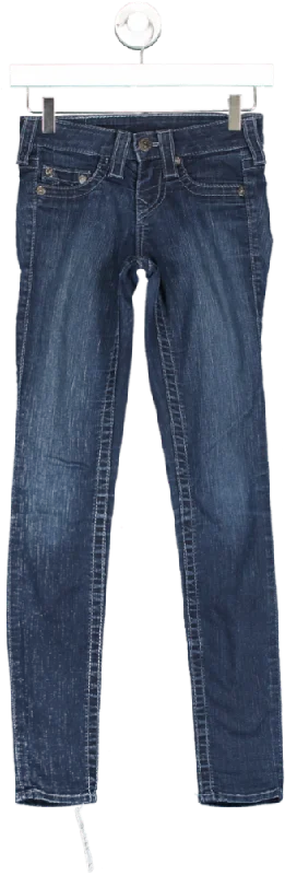 Medium wash straight jeans for neutral pairing -True Religion Blue Halle Skinny Jean UK XXS