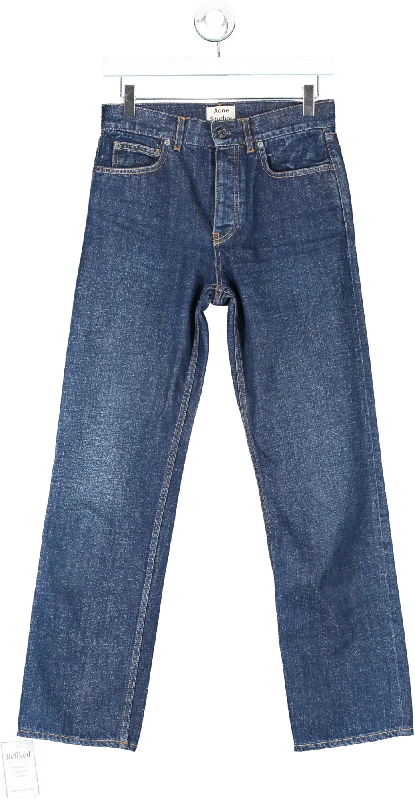 Affordable stretch straight jeans for tight budgets -Acne Studios Blue Regular Fit Straight Leg Jeans UK 6