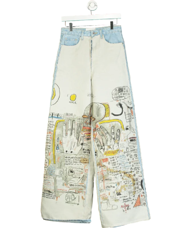 High-rise straight jeans with modern slim cut -H&M Studio Blue Straight Relaxed High Jeans Light Denim/ Basquiat W28