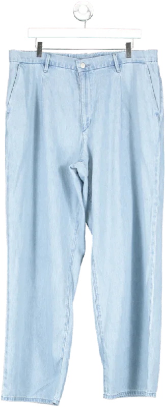 Soft faded straight jeans for broken-in feel -Uniqlo Blue Wide Leg Straight Jeans W34