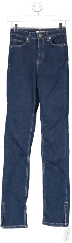 Breathable straight jeans for active summer days -NA-KD Blue Straight High Waist Jeans With Split Hem UK 6