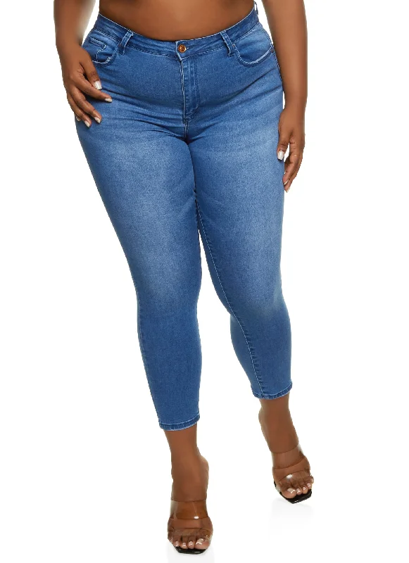 Office Jeans for Professional -Plus Size WAX High Waist Push Up Skinny Jeans