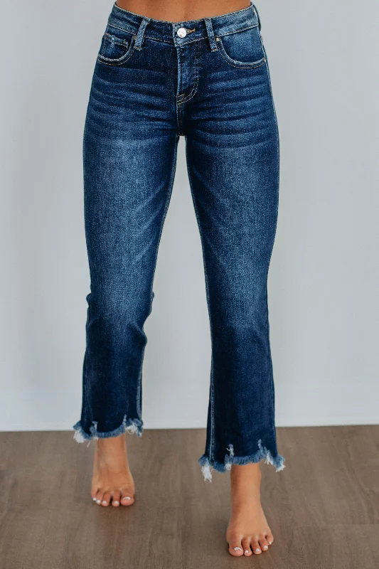 Cozy fleece pants for cold winter nights -Neona Risen Jeans - Deep Blue