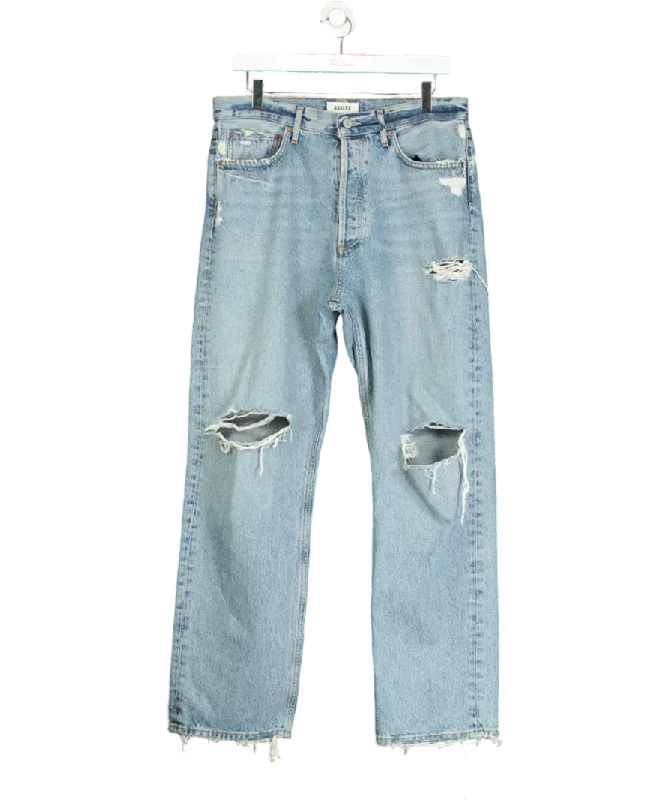 Relaxed faded straight jeans for cozy days -AGOLDE Blue 90's Mid Rise Loose Jean W28