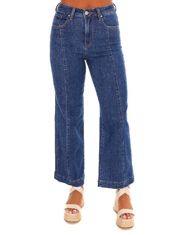 Stonewashed straight jeans for vintage cool appeal -Close Call High Rise Wide Ankle Jeans