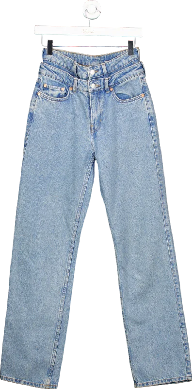 Classic straight jeans with subtle whisker details -Weekday Blue Dio Jeans UK W26