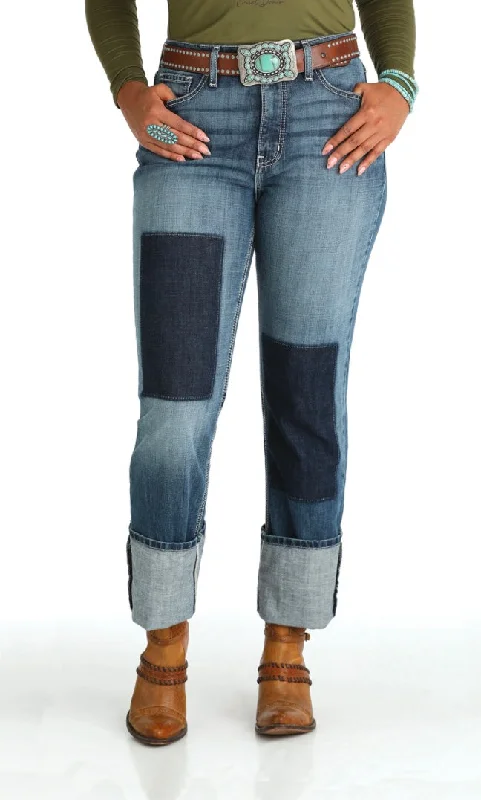 Designer straight jeans with signature logo details -Quinn Dark Stone