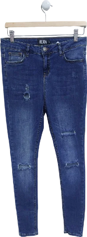 Organic cotton straight jeans for eco-conscious buyers -Hera Blue Distressed Skinny Jeans W30 S